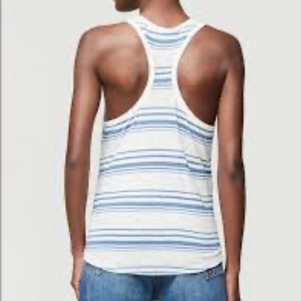 Frame Racer Back Linen Tank. / Denim Striped - Picture 4 of 10